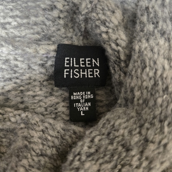 EILEEN FISHER Wool Slub Turtleneck Heather Grey SzLg - Picture 12 of 13
